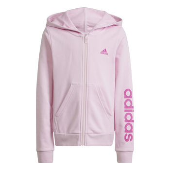 Felpa con cappuccio rosa da bambina con chiusura a zip adidas Essentials Linear Logo, Abbigliamento Sport, SKU a751000032, Immagine 0